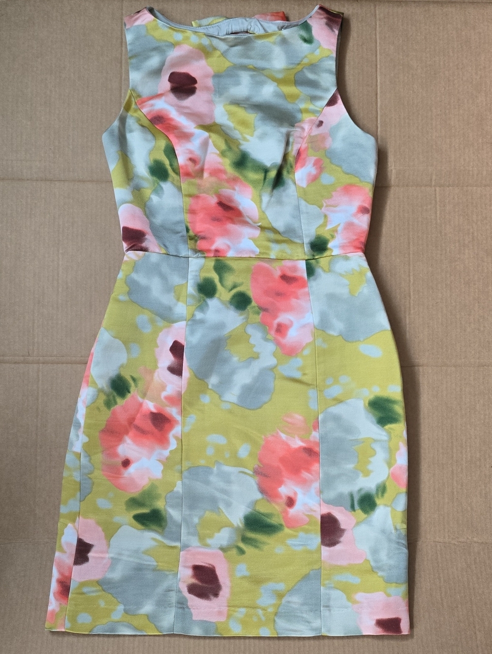 Beth Bowley gray/coral watercolor floral backless dress-2